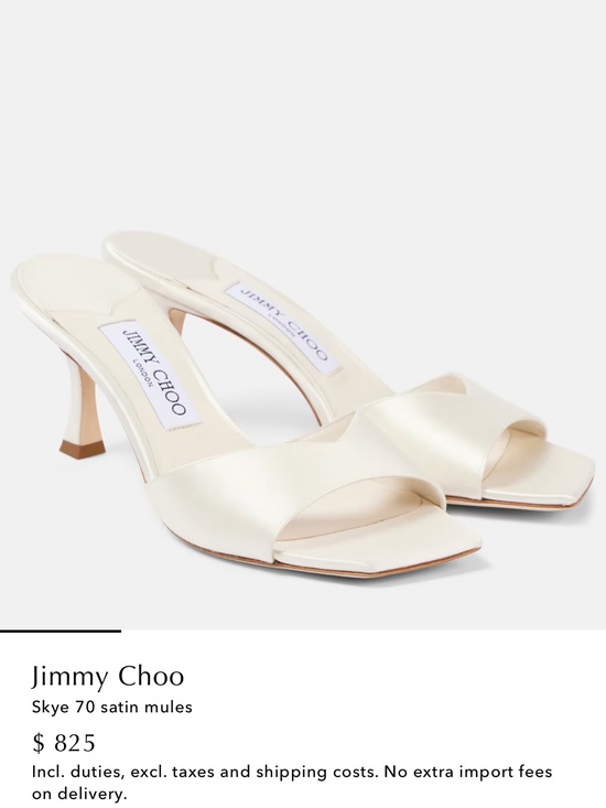 Jimmy Choo Shoes - Jimmy Choo Cream Satin Skye 70 Open-Toe Mules